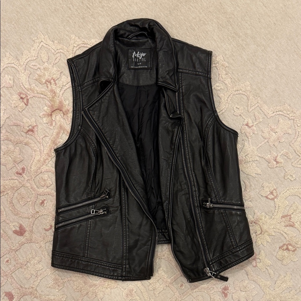 Black Faux Leather Vest